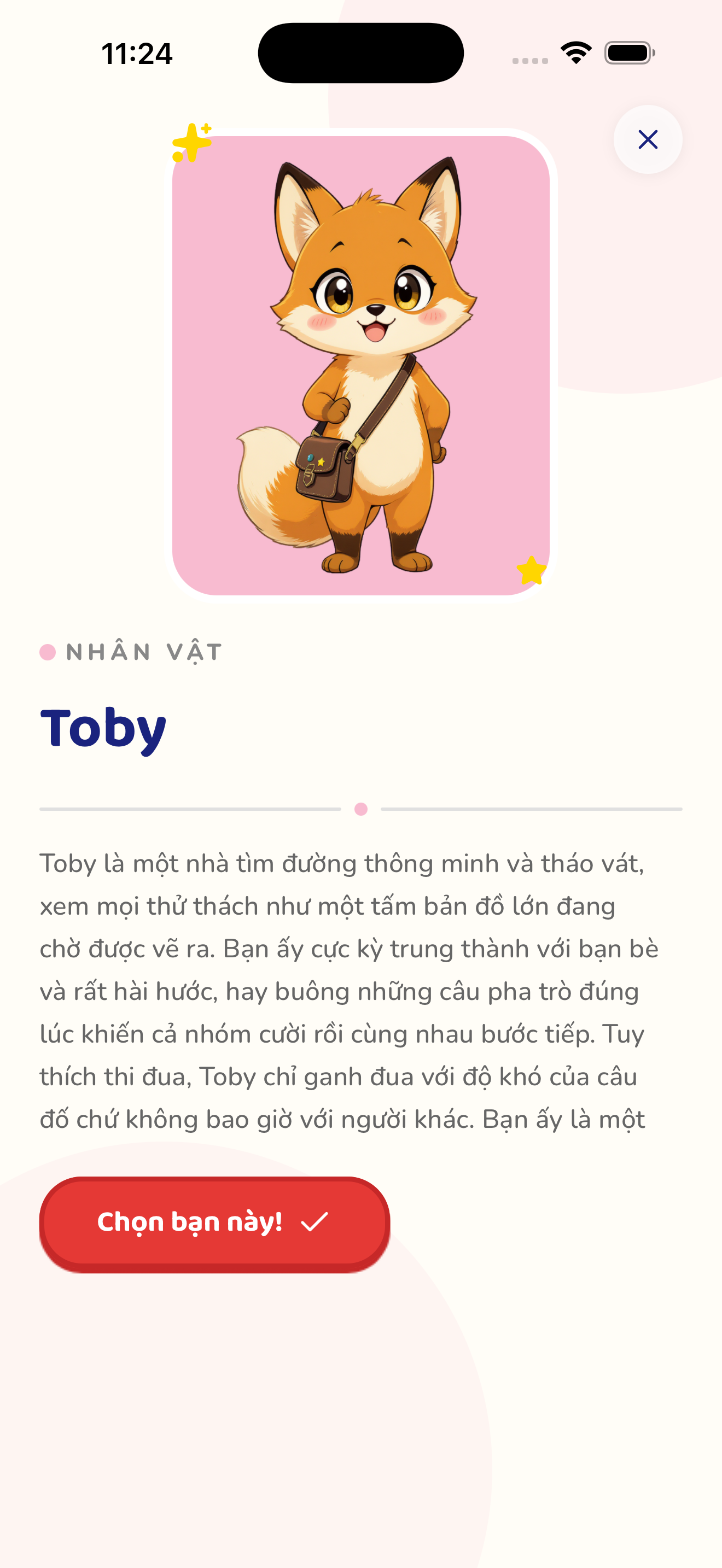 Màn hình chọn nhân vật trong Wondika